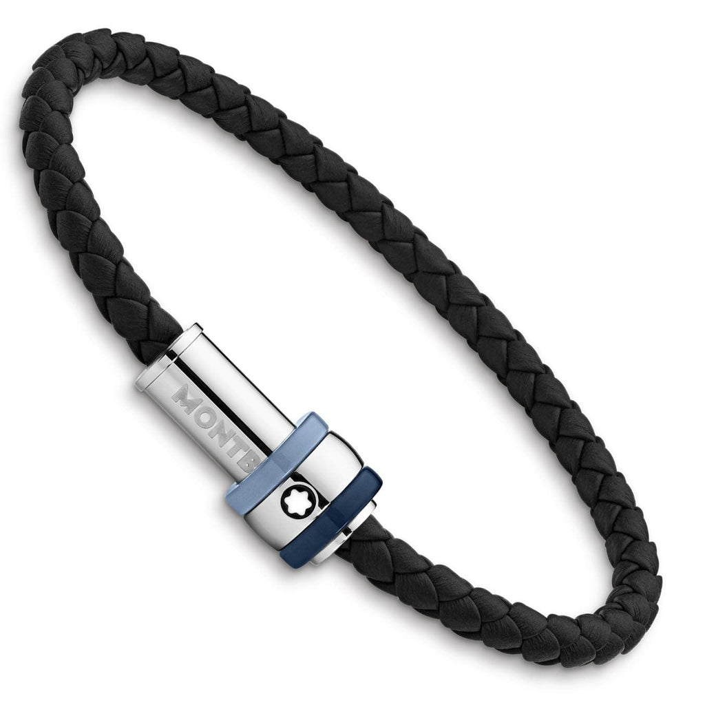 Montblanc bracciale  Montblanc 1858 Ice Sea blu pelle intrecciata nera misura L 12951868