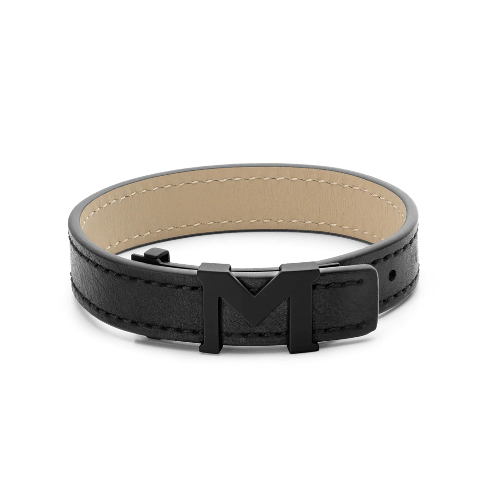Montblanc bracciale uomo in pelle Montblanc M logo nero 129503