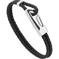 Montblanc bracciale uomo pelle nera intrecciata chiusura moschettone acciaio inserto lacca nera misura M 11855663