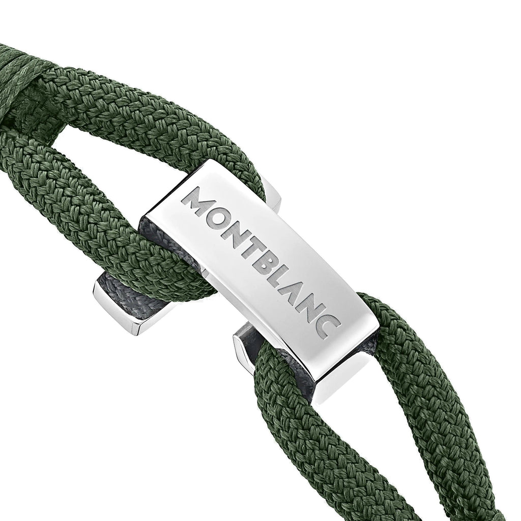Montblanc bracciale Wrap Me acciaio e nylon verde misura L 12838468