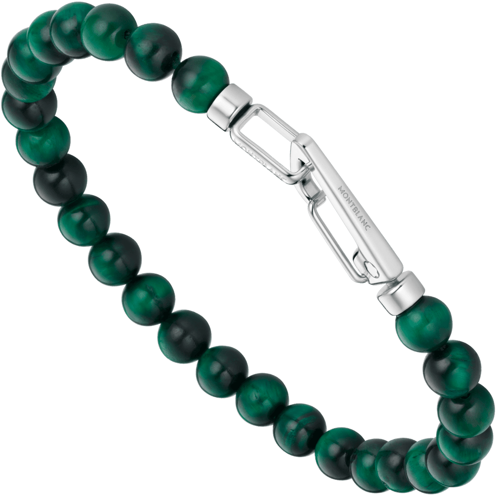 Montblanc bracciale Wrap Me acciaio e occhio di tigre verde misura L 12596568