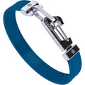 Montblanc bracciale Wrap Me pelle blu e moschettone acciaio misura M 12382363