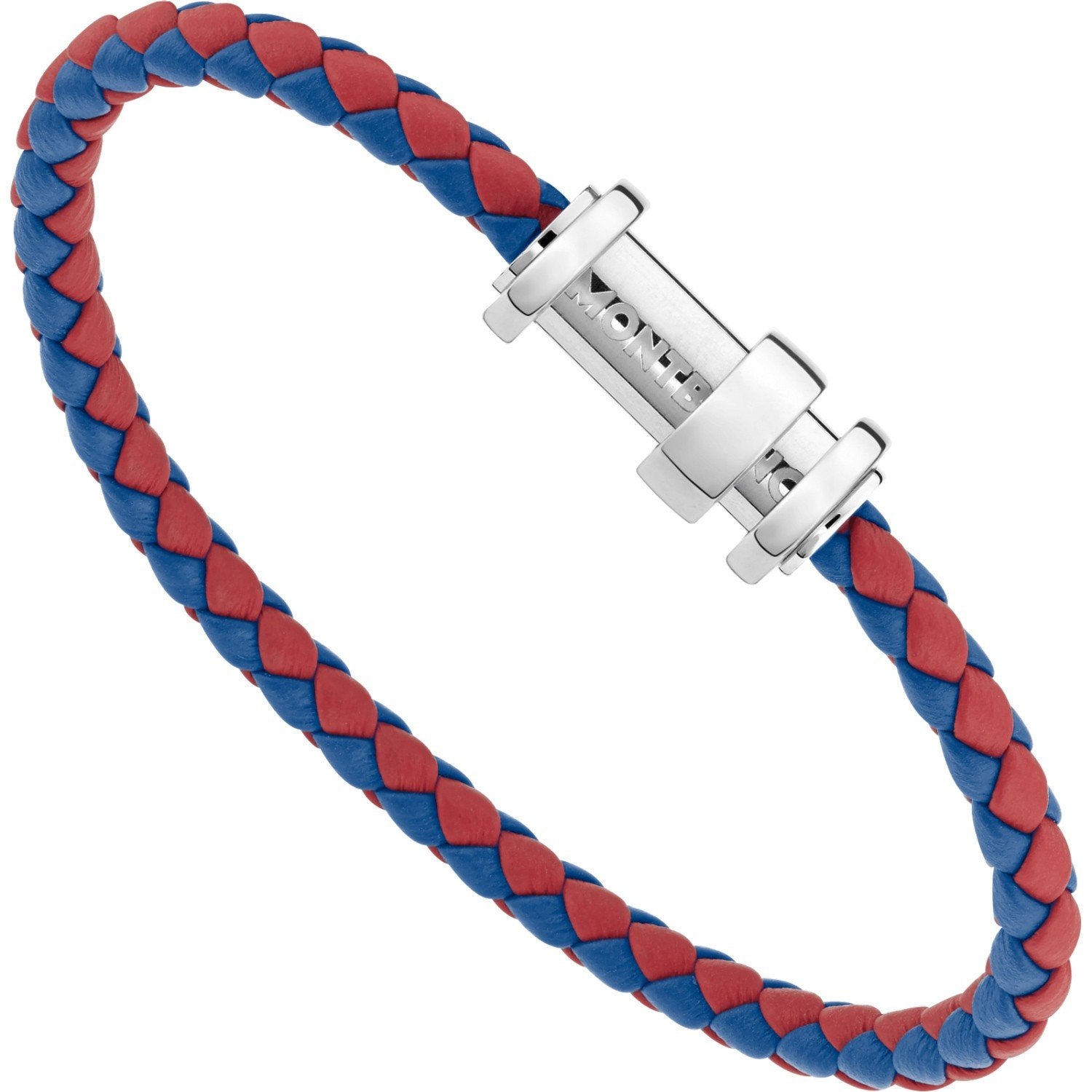 Montblanc bracciale Wrap Me pelle intrecciata rosso blu misura media 12378763