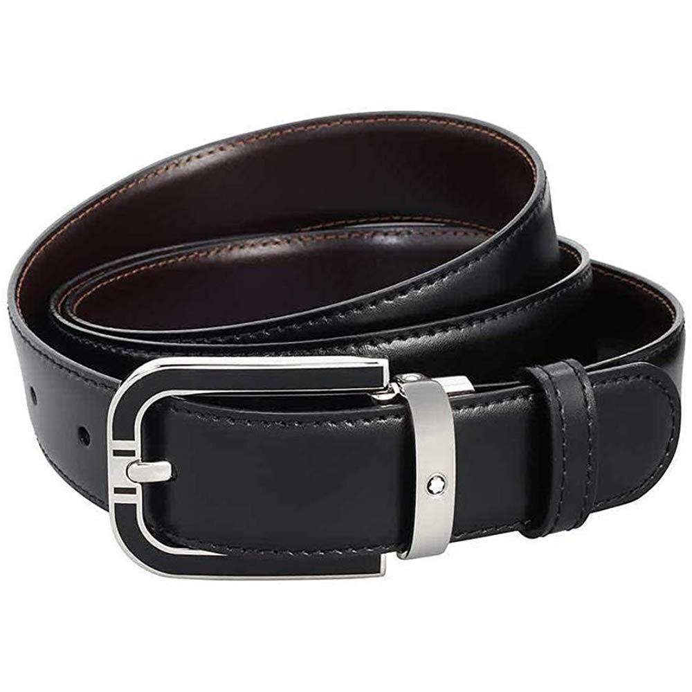 Montblanc cintura 30mm fibbia ferro di cavallo lunghezza regolabile reversibile nero/marrone 109740