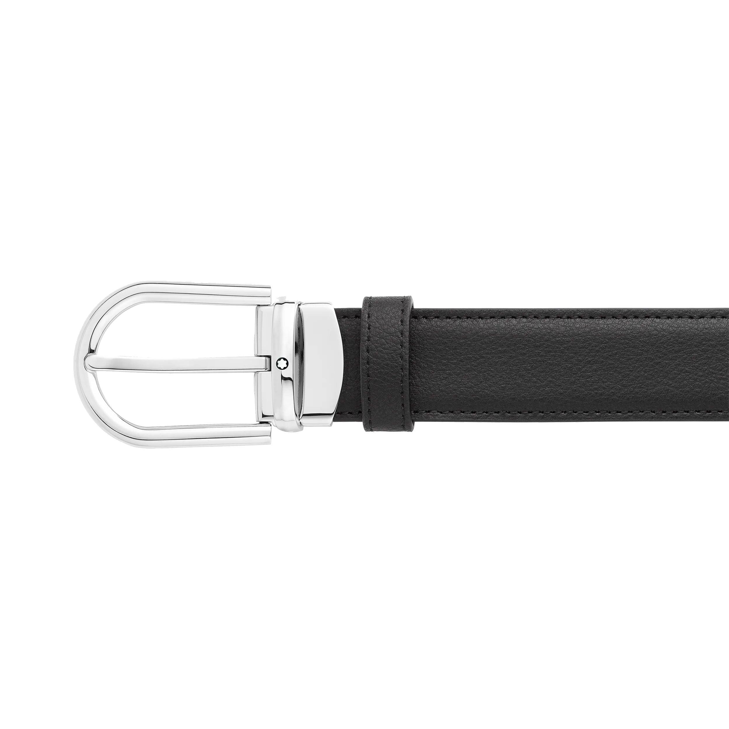 Montblanc cintura 30mm fibbia ferro di cavallo pelle reversibile nera/bordeaux 128755