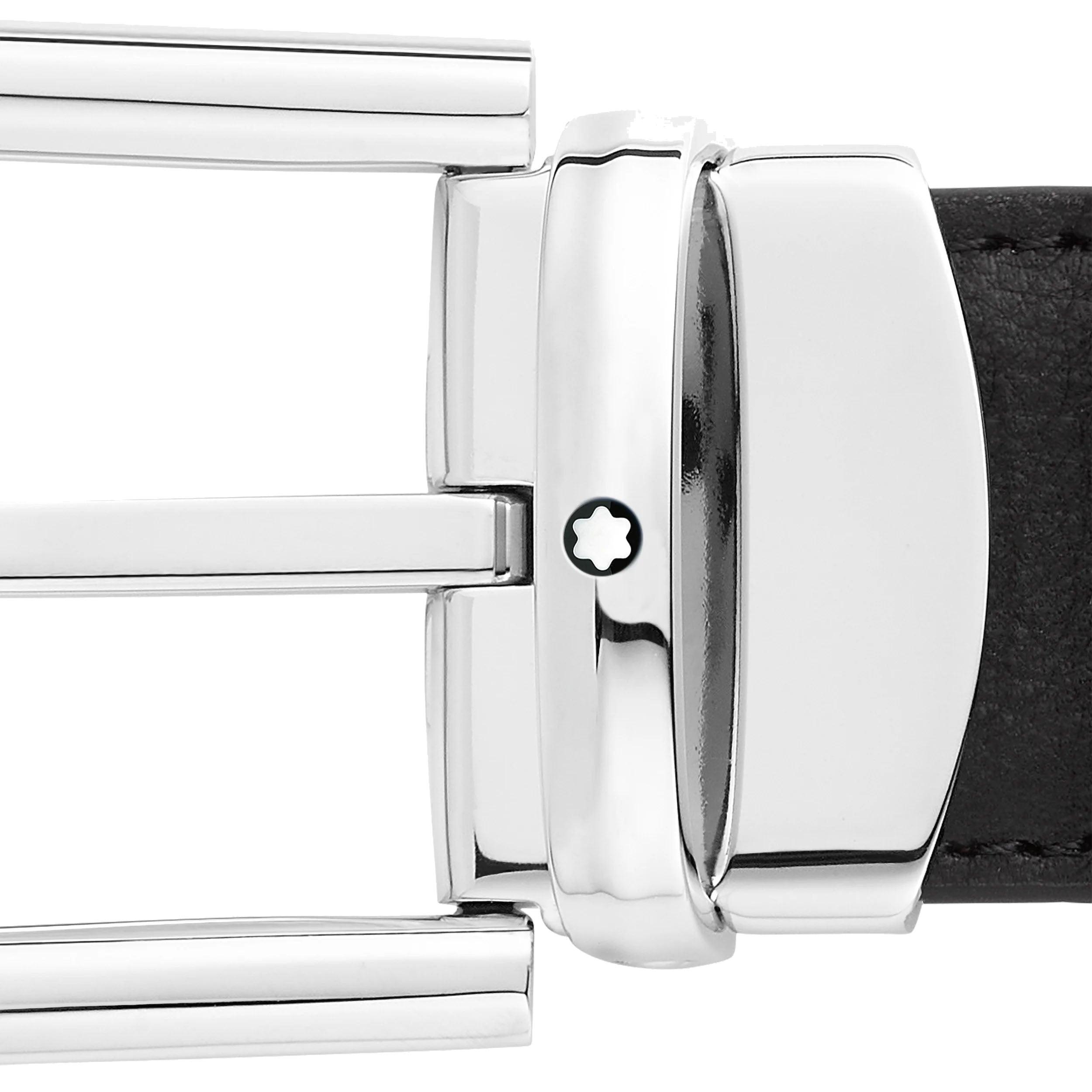 Montblanc cintura 30mm fibbia ferro di cavallo pelle reversibile nera/bordeaux 128755