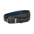Montblanc cintura 30mm fibbia ferro di cavallo reversibile pelle Sartorial nera/blu 128763