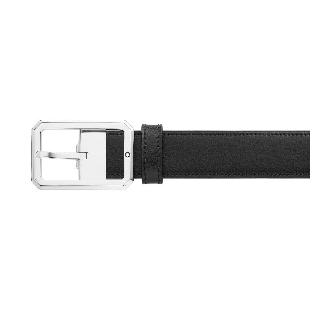 Montblanc cintura 30mm fibbia ottagonale pelle reversibile nero/marrrone 128761