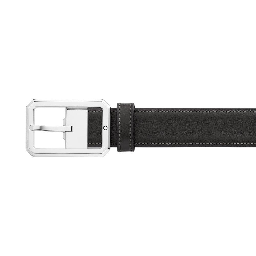 Montblanc cintura 30mm fibbia ottagonale pelle reversibile nero/marrrone 128761