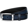 Montblanc cintura 30mm fibbia squadrata misura regolabile reversibile nero/blu 123899