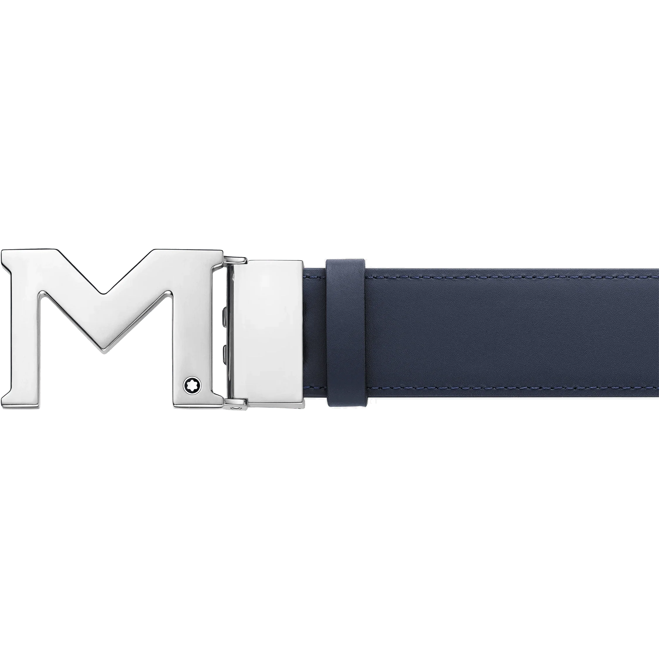 Montblanc cintura 35mm con fibbia M in pelle nera/blu reversibile misura regolabile 128787
