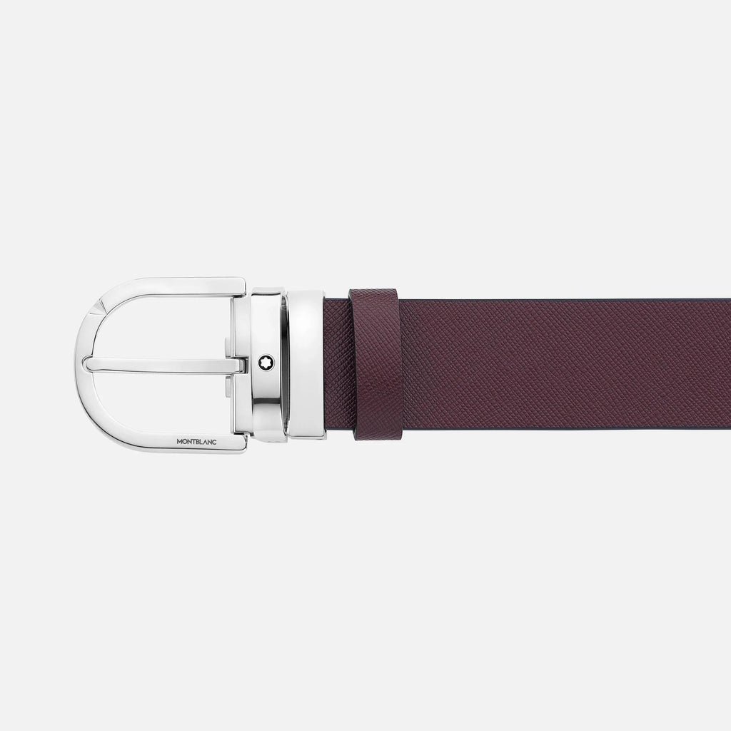 Montblanc cintura 35mm fibbia a ferro di cavallo pelle reversibile Sartorial nera/mosto 131176