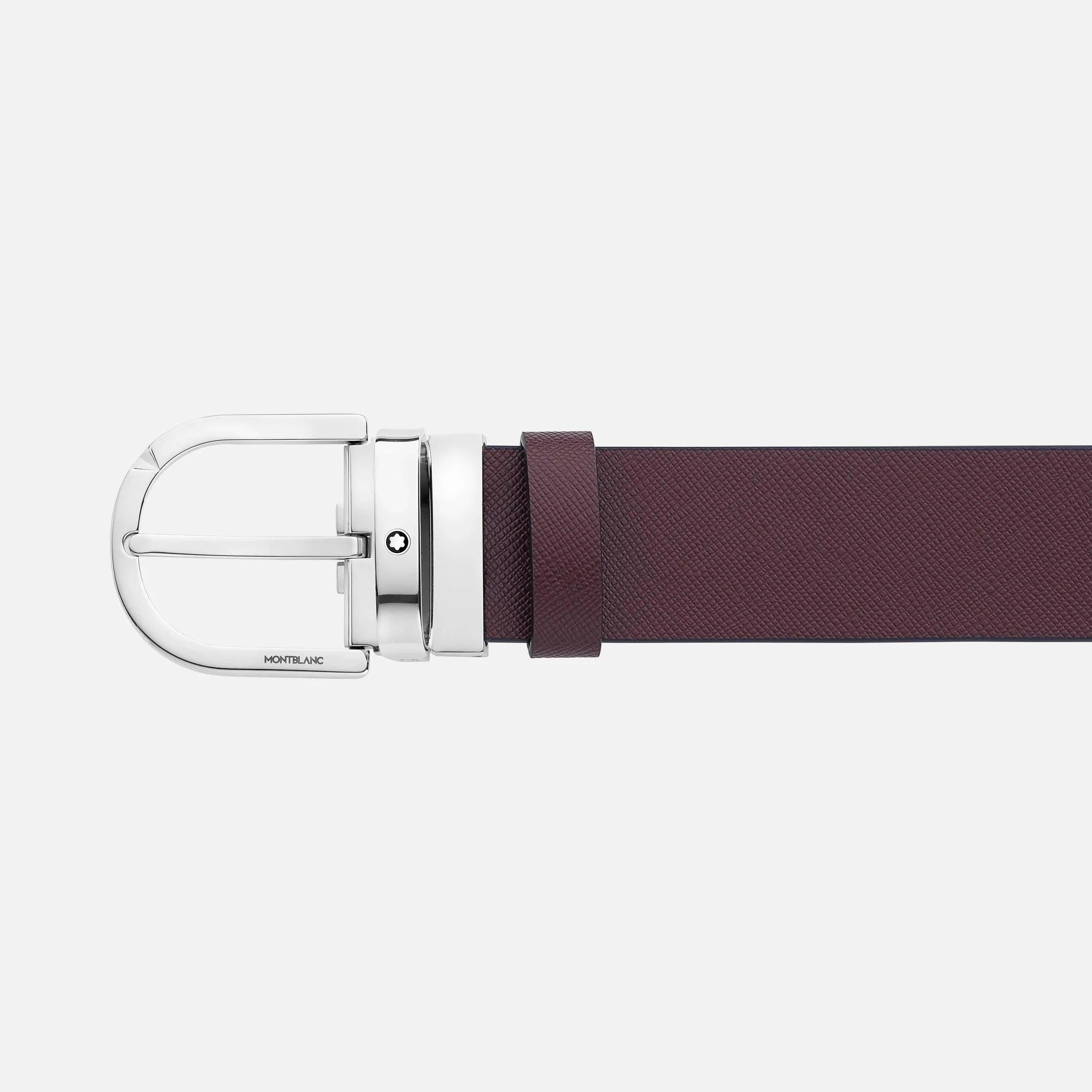 Montblanc cintura 35mm fibbia a ferro di cavallo pelle reversibile Sartorial nera/mosto 131176
