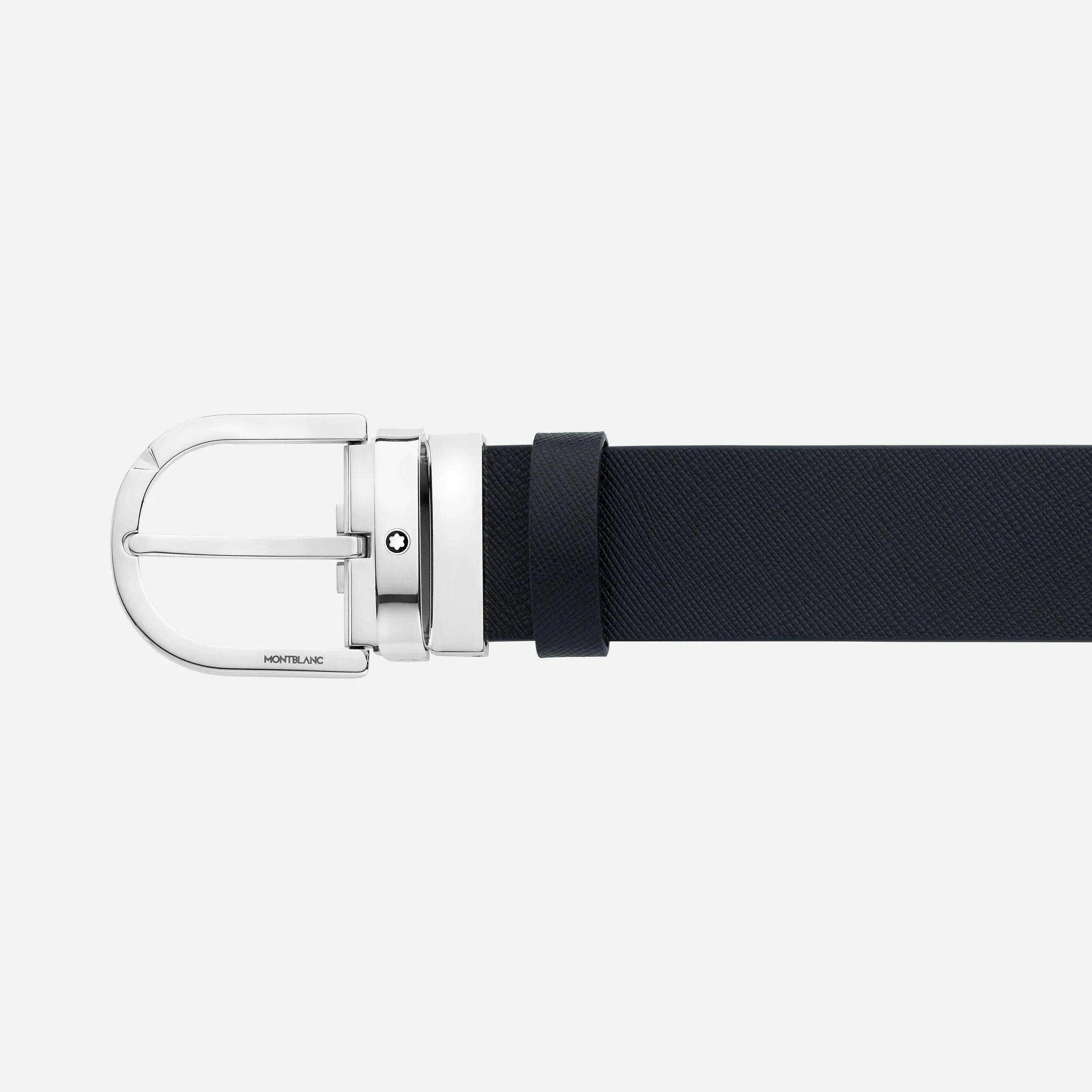 Montblanc cintura 35mm fibbia a ferro di cavallo pelle reversibile Sartorial nera/mosto 131176