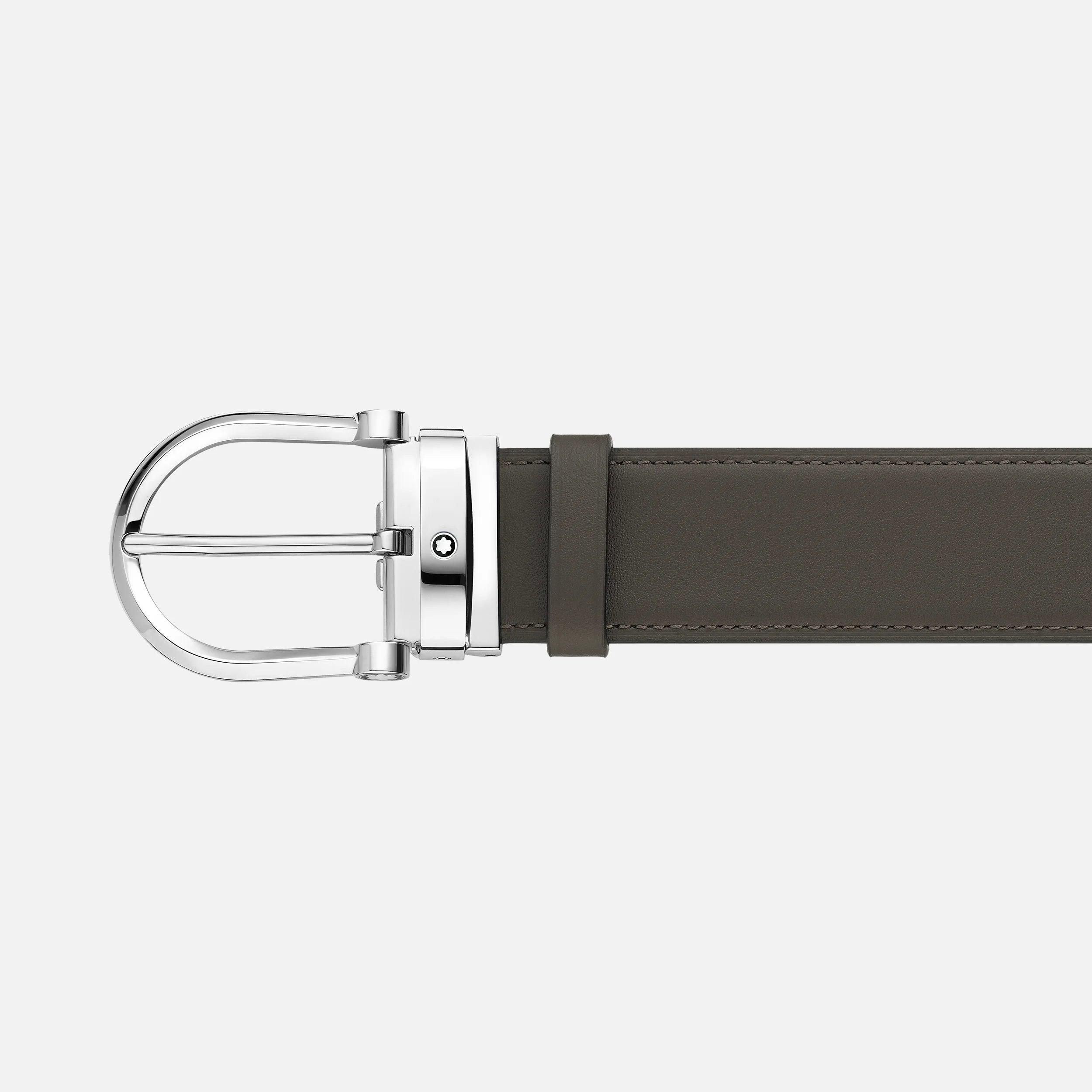Montblanc cintura 35mm fibbia a ferro di cavallo reversibile pelle grigio fumo/naturale 129441