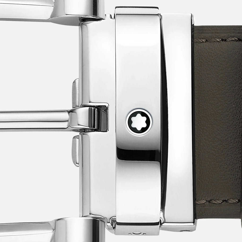 Montblanc cintura 35mm fibbia a ferro di cavallo reversibile pelle grigio fumo/naturale 129441