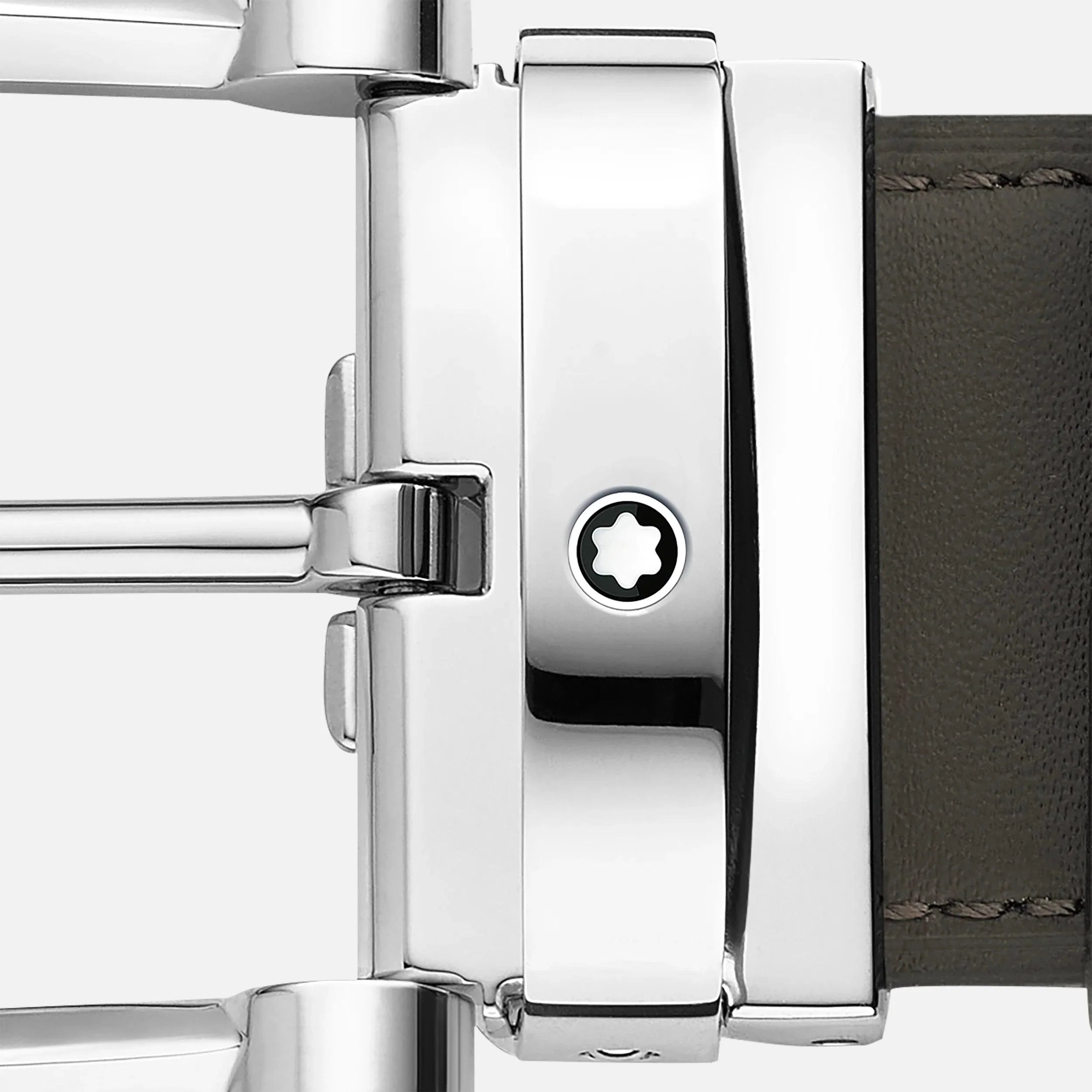 Montblanc cintura 35mm fibbia a ferro di cavallo reversibile pelle grigio fumo/naturale 129441