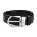 Montblanc cintura 35mm fibbia ferro di cavallo reversibile pelle nera liscia e stampata 130016