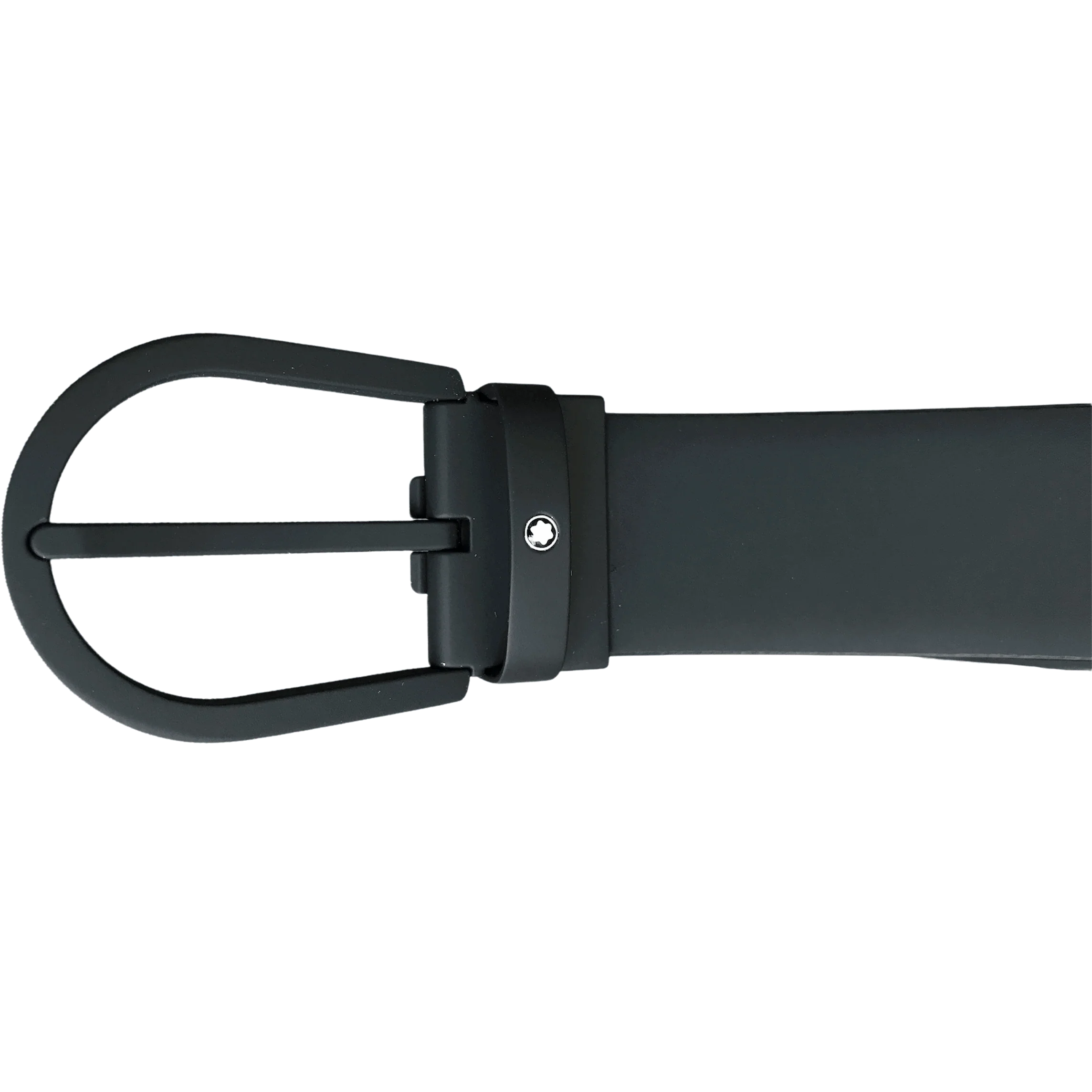 Montblanc cintura 35mm fibbia nera gommata e pelle nera gommata 129431