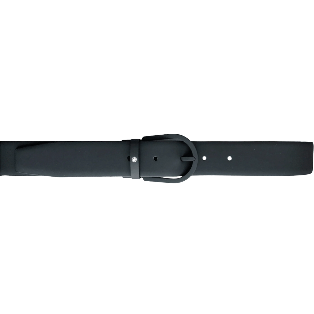 Montblanc cintura 35mm fibbia nera gommata e pelle nera gommata 129431