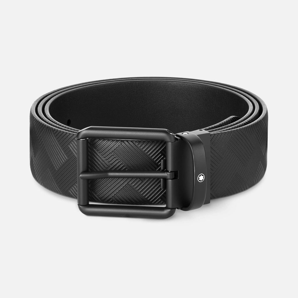 Montblanc cintura 35mm fibbia PVD nero pelle reversibile nero extreme 3.0/nero liscio 131183