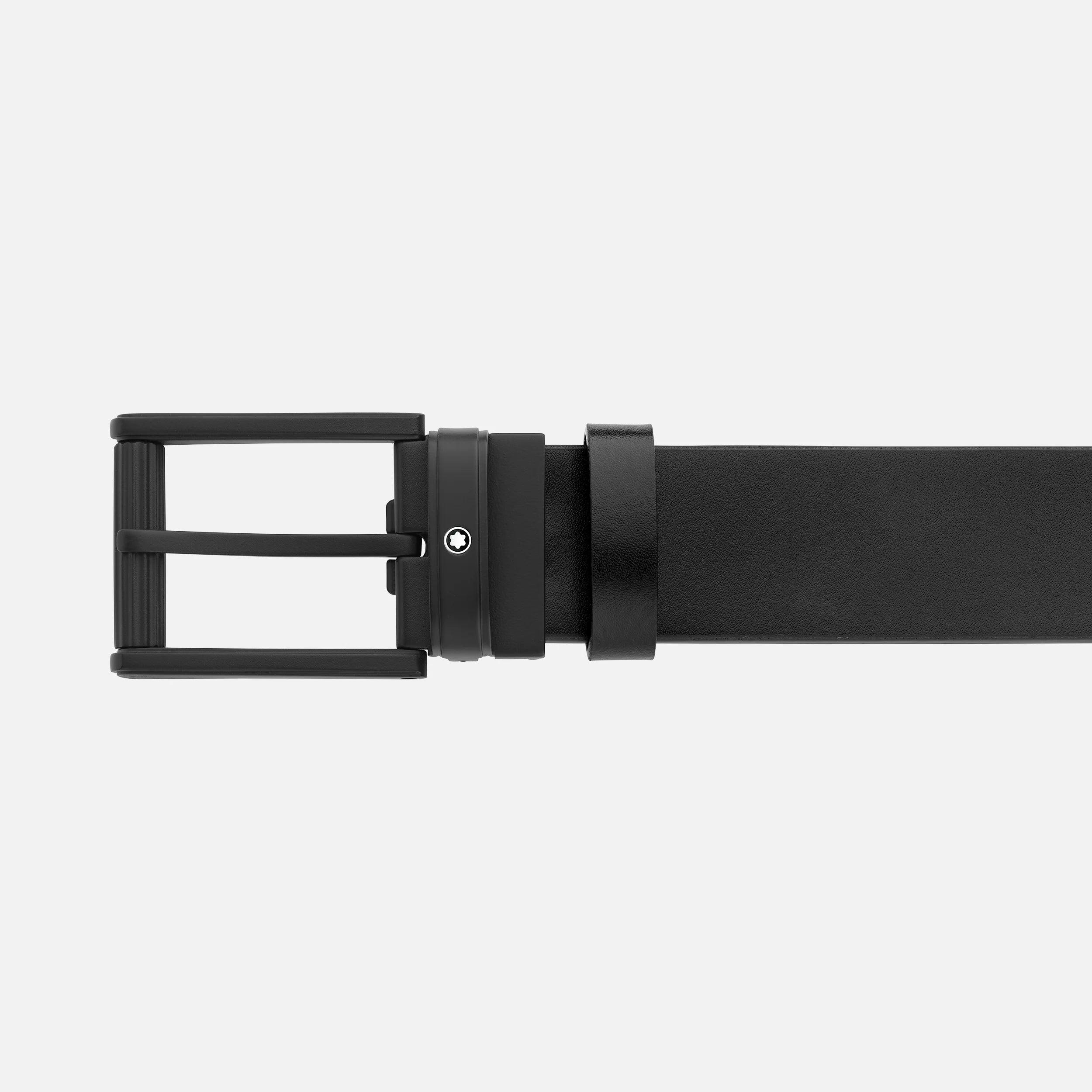 Montblanc cintura 35mm fibbia PVD nero pelle reversibile nero/blu 131188