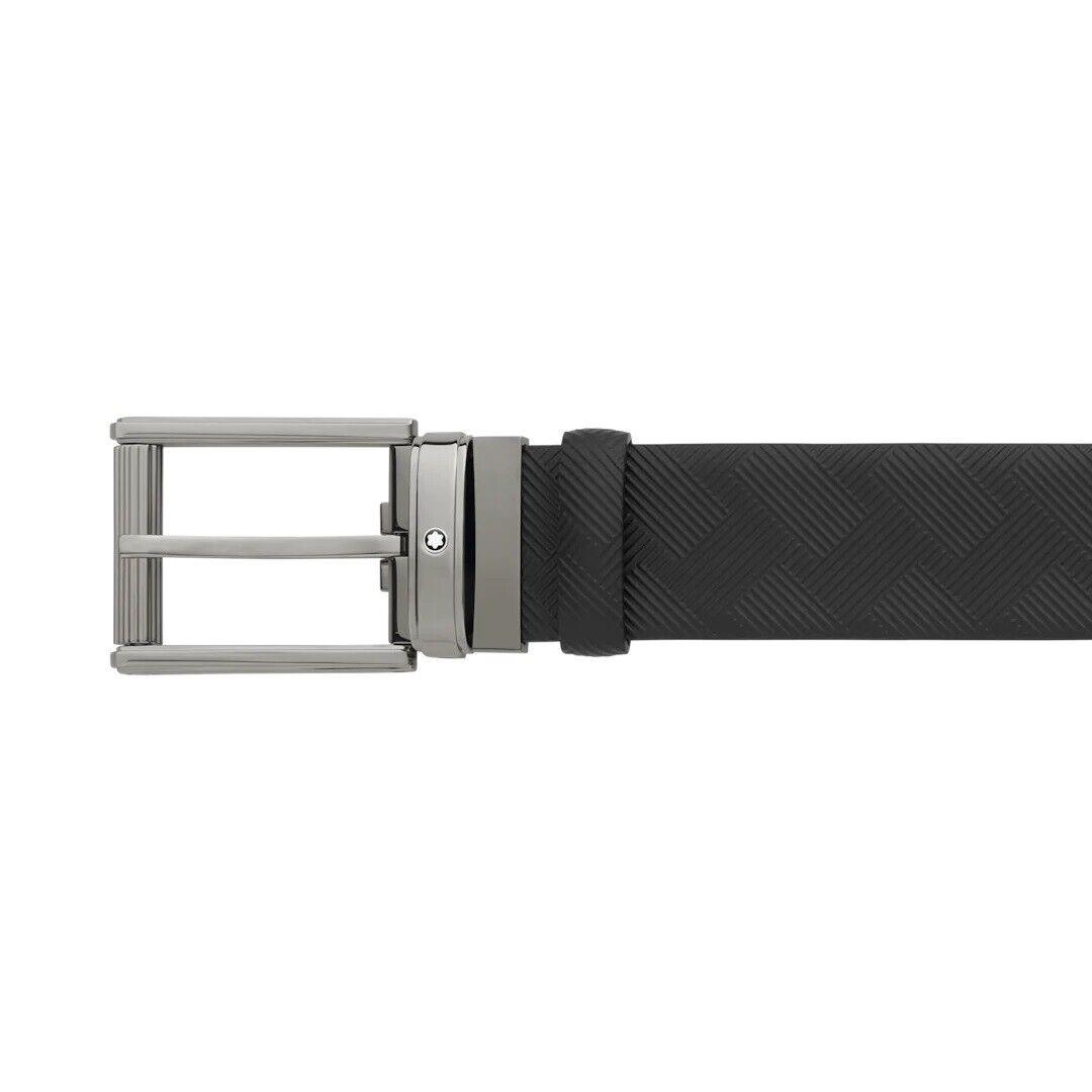 Montblanc cintura 35mm fibbia rettangolare finitura rutenio pelle Montblanc Extreme 3.0 nero 130586