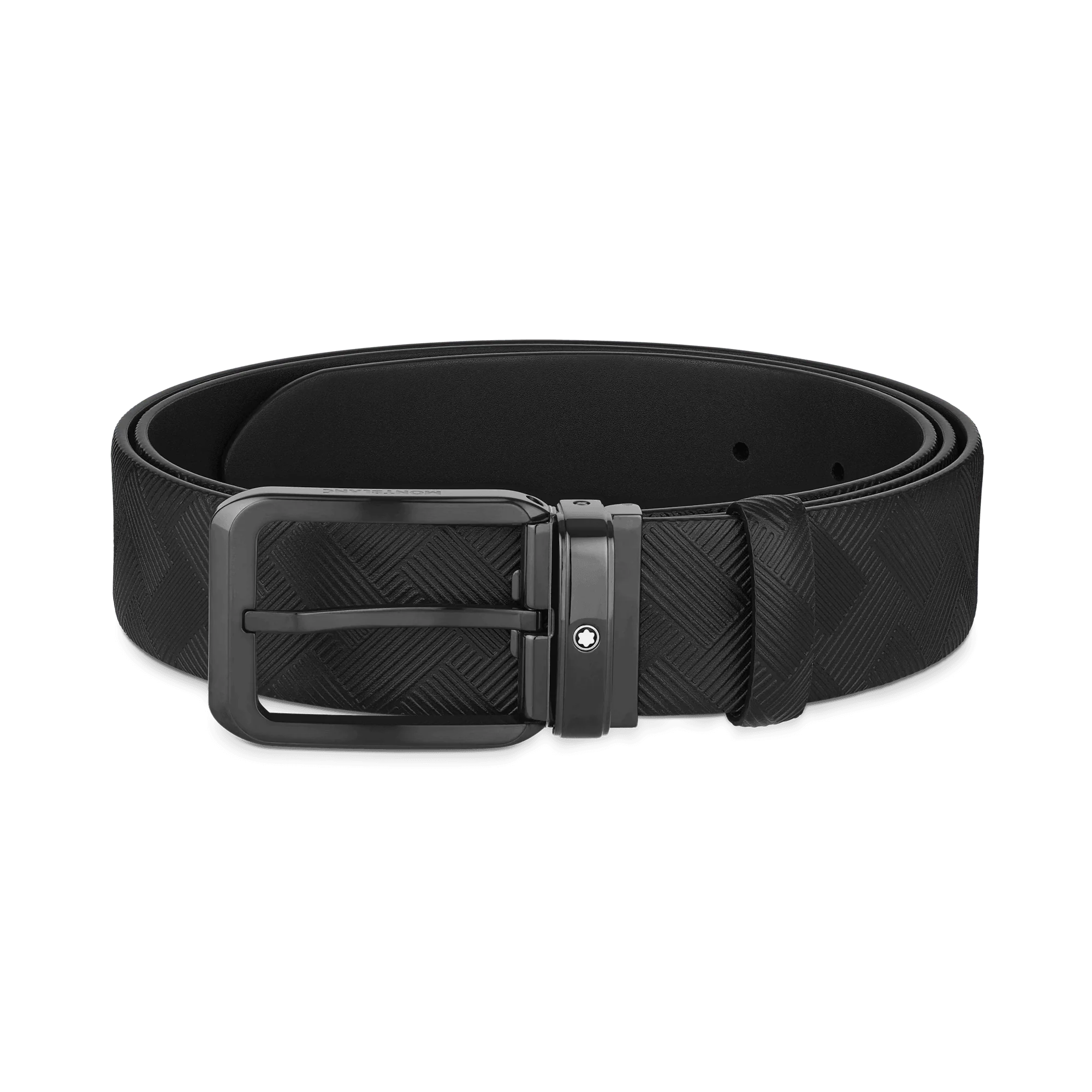 Montblanc cintura 35mm fibbia rettangolare PVD nero reversibile in pelle Extreme 3.0 nero 130587