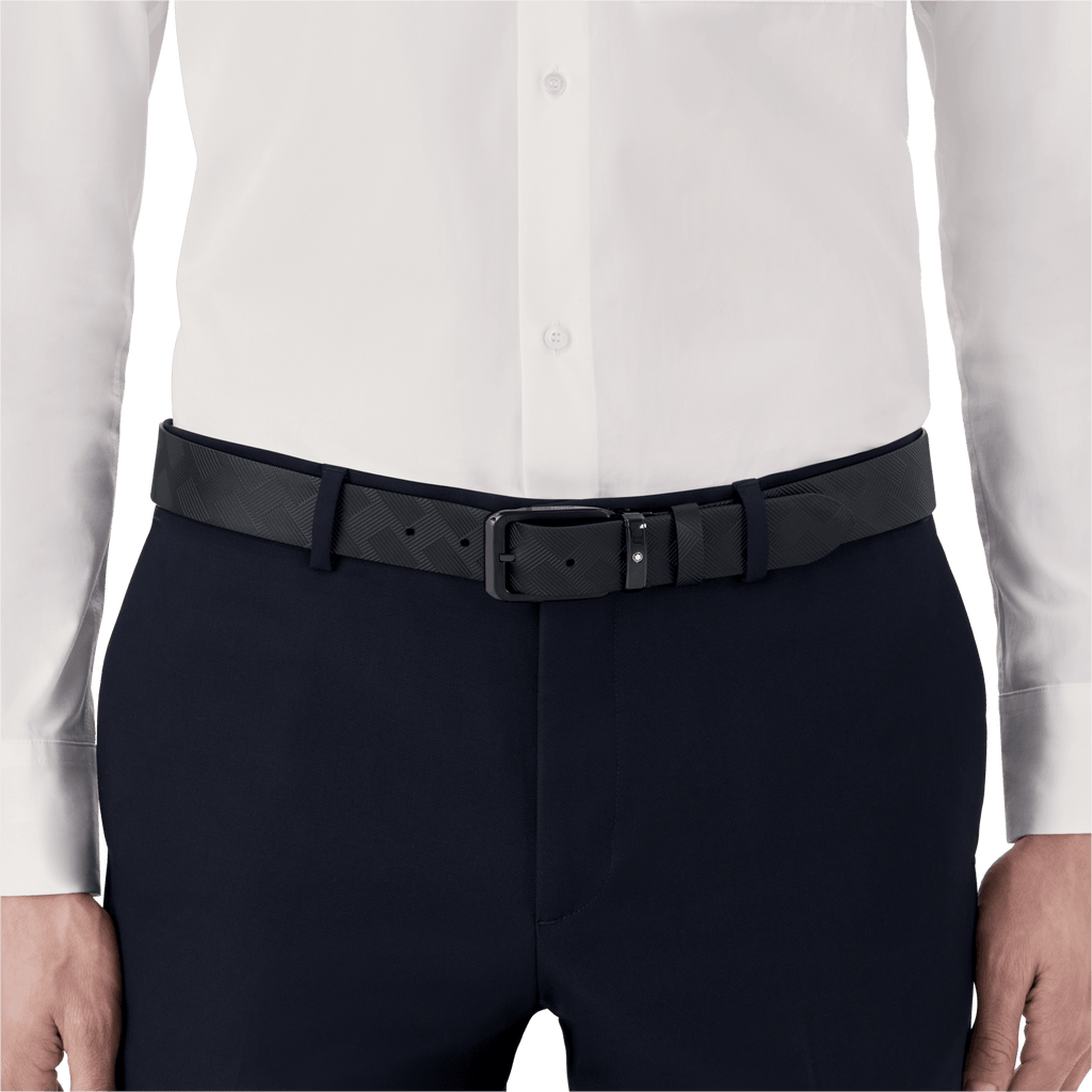 Montblanc cintura 35mm fibbia rettangolare PVD nero reversibile in pelle Extreme 3.0 nero 130587