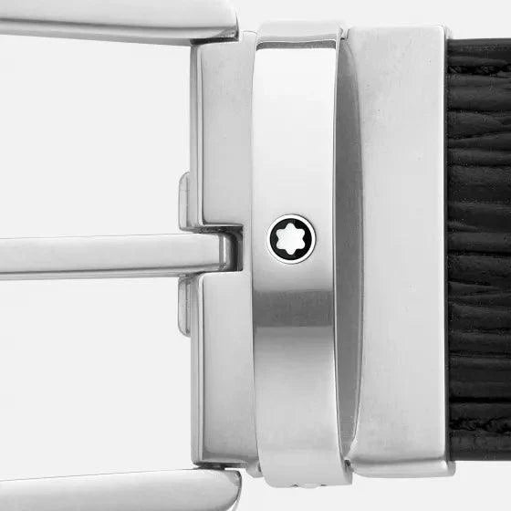 Montblanc cintura 40mm con fibbia a ferro di cavallo in pelle nera misura regolabile 131172