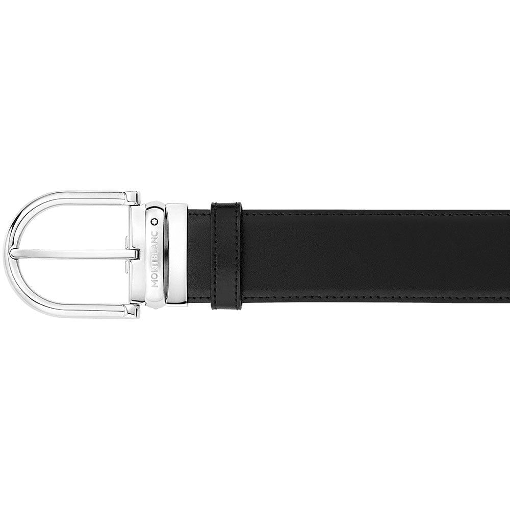 Montblanc cintura 40mm fibbia ferro di cavallo pelle reversibile nera/marrone 124614