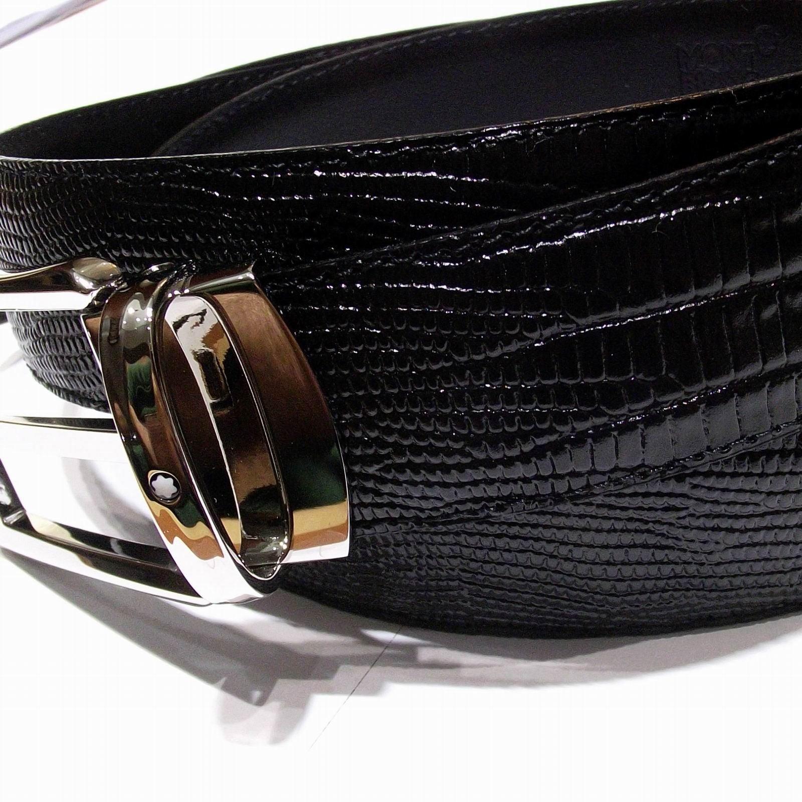 Montblanc cintura Classic Line 30mm fibbia rettangolare stampa lucertola nero 118423