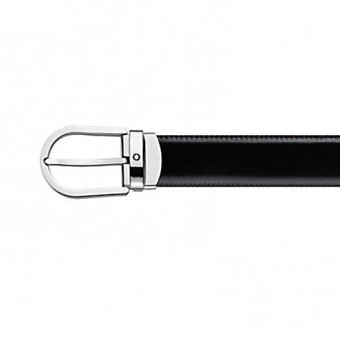 Montblanc cintura uomo 30mm fibbia ad ardiglione a ferro di cavallo finitura palladio lucido 128135