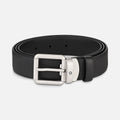 Montblanc cintura vintage in pelle nera 30mm fibbia rettangolare arrotondata satinata 129453