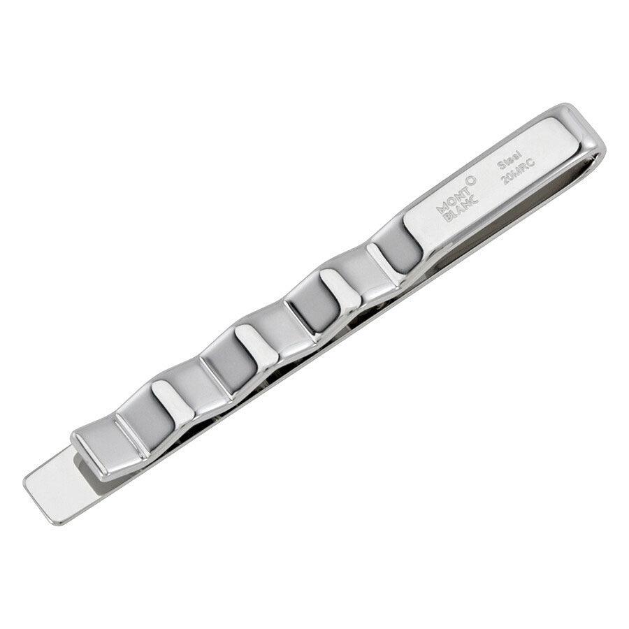 Montblanc fermacravatta Urban Speed acciaio pregiato e striscia in lacca nera 113029