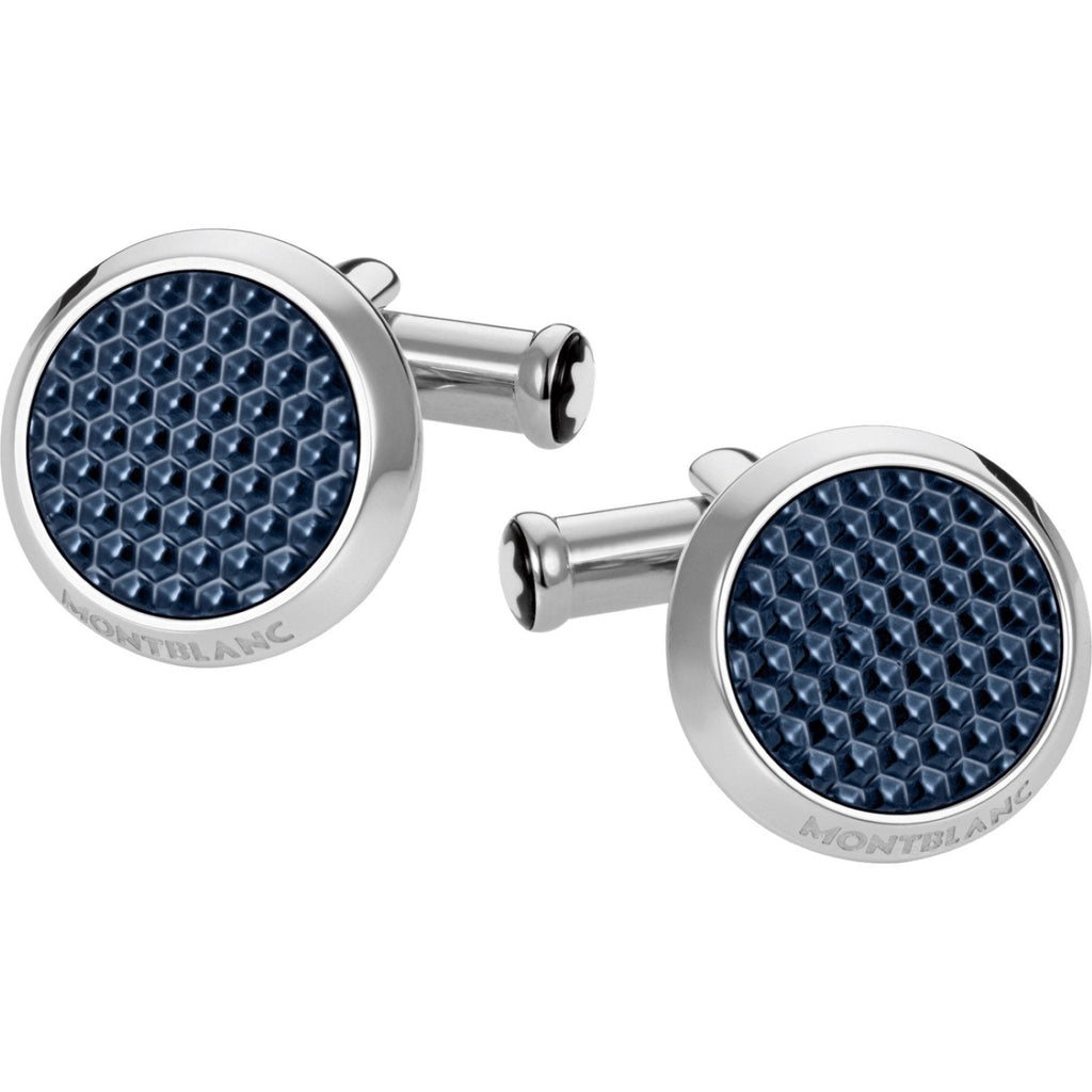 Montblanc gemelli acciaio Meisterstück blu 112904
