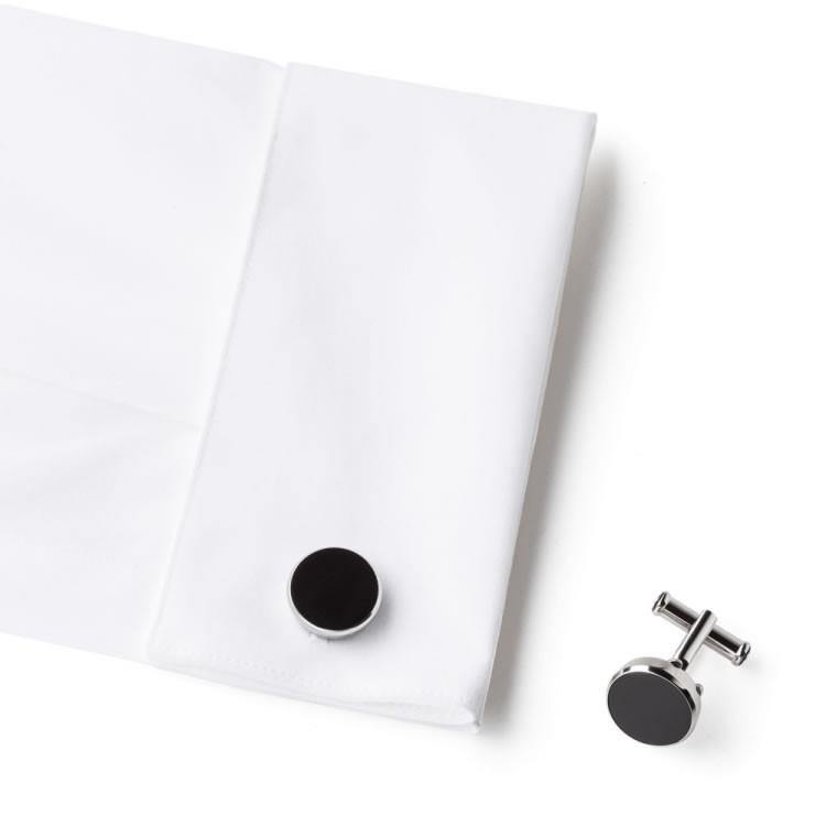 Montblanc gemelli copri bottoni rotondi in acciaio pregiato con inserto in onice 114784