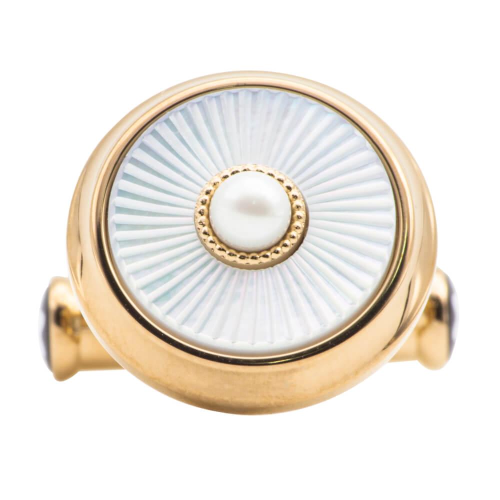 Montblanc gemelli Homage to Victoria and Albert acciaio finitura oro madreperla 129495