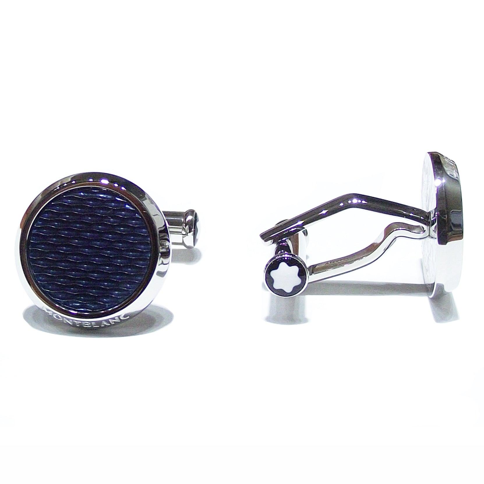 Montblanc gemelli in acciaio Meisterstück Glacier blu 129492