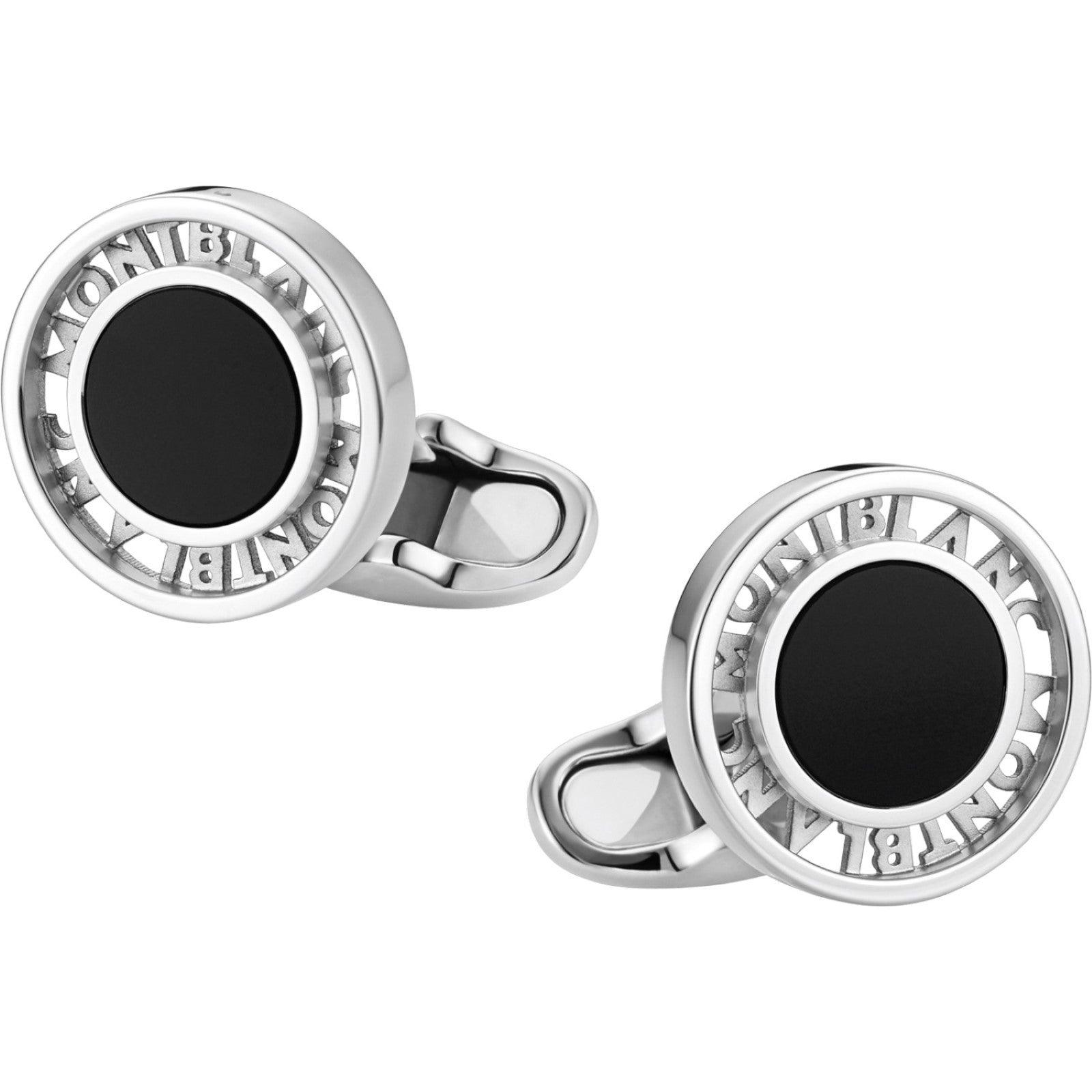 Montblanc gemelli in argento con inserto in onice Essential Sartorial 116644