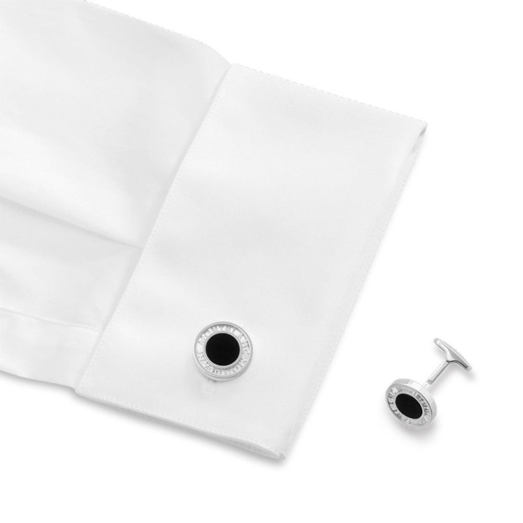 Montblanc gemelli in argento con inserto in onice Essential Sartorial 116644