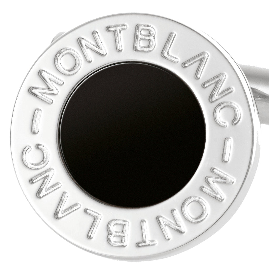 Montblanc gemelli Meisterstück acciaio con inserto in onice 107463