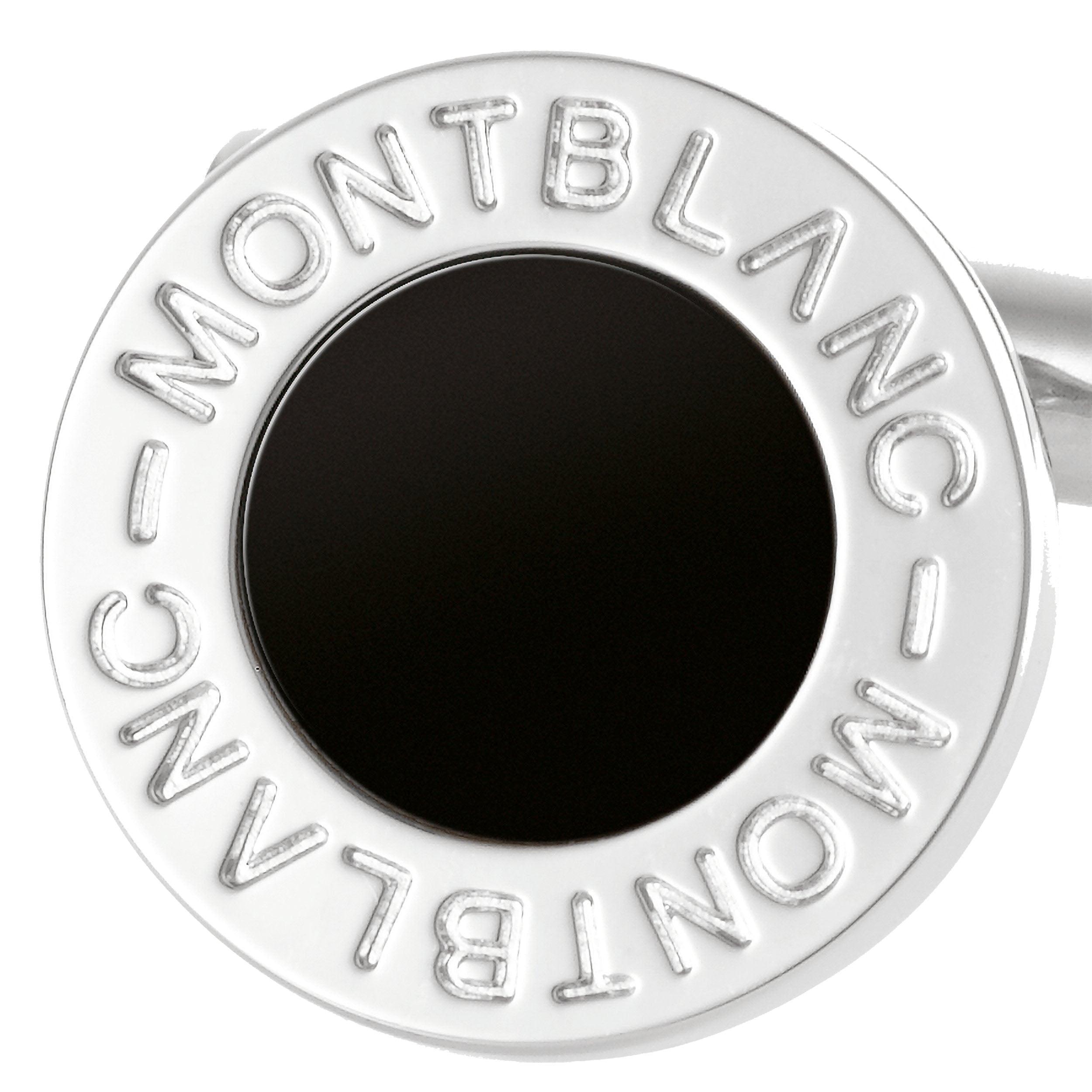Montblanc gemelli Meisterstück acciaio con inserto in onice 107463