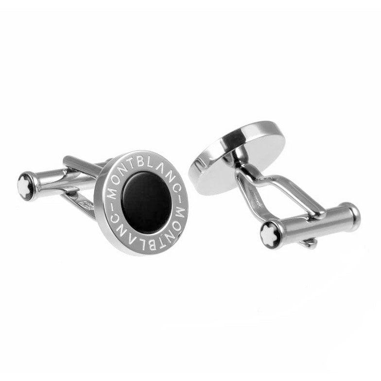 Montblanc gemelli Meisterstück acciaio con inserto in onice 107463