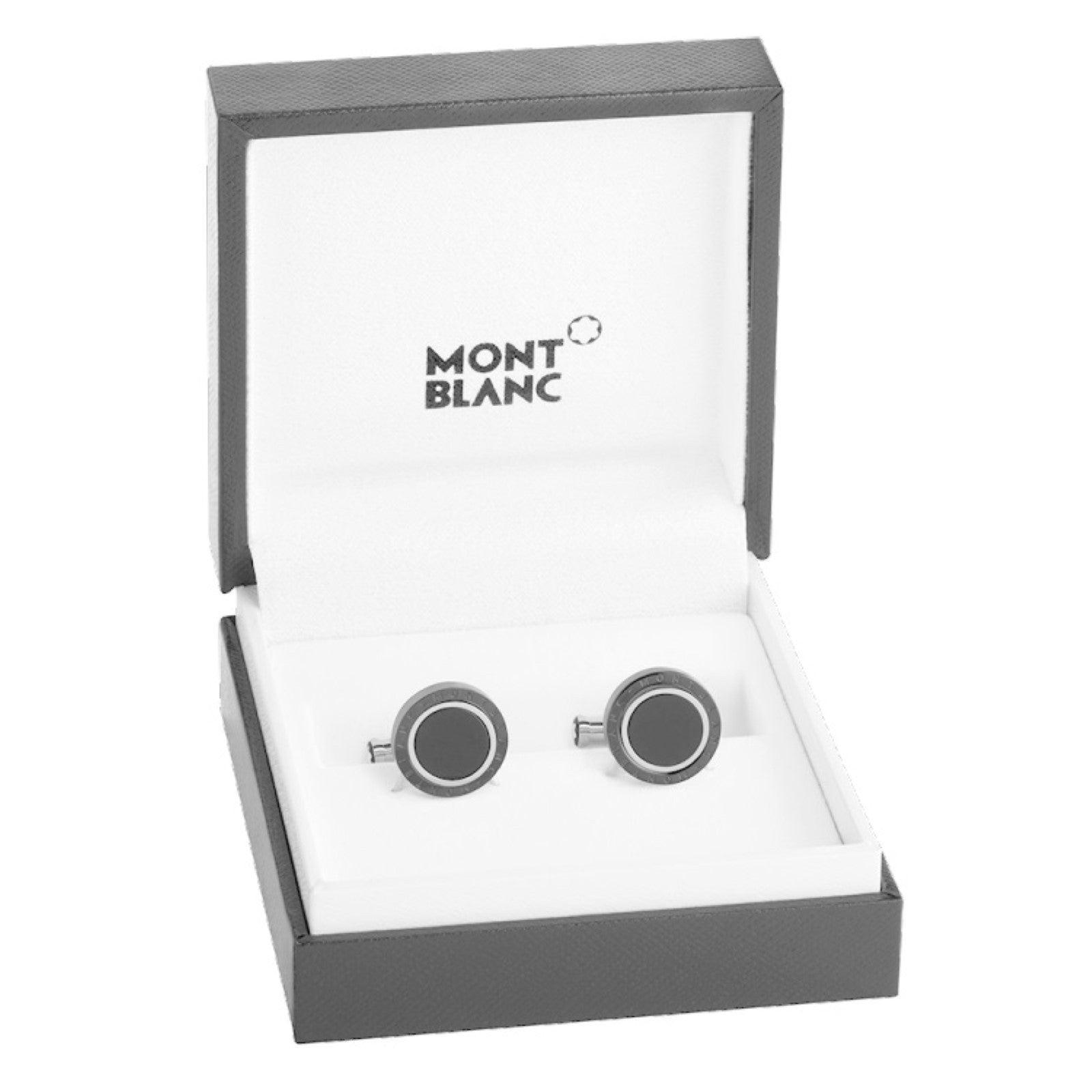 Montblanc gemelli Meisterstuck acciaio onice 116665
