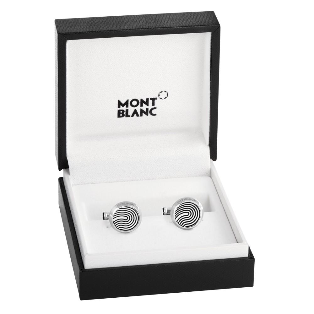 Montblanc gemelli rotondi in acciaio con motivo a impronta digitale Sartorial 123800