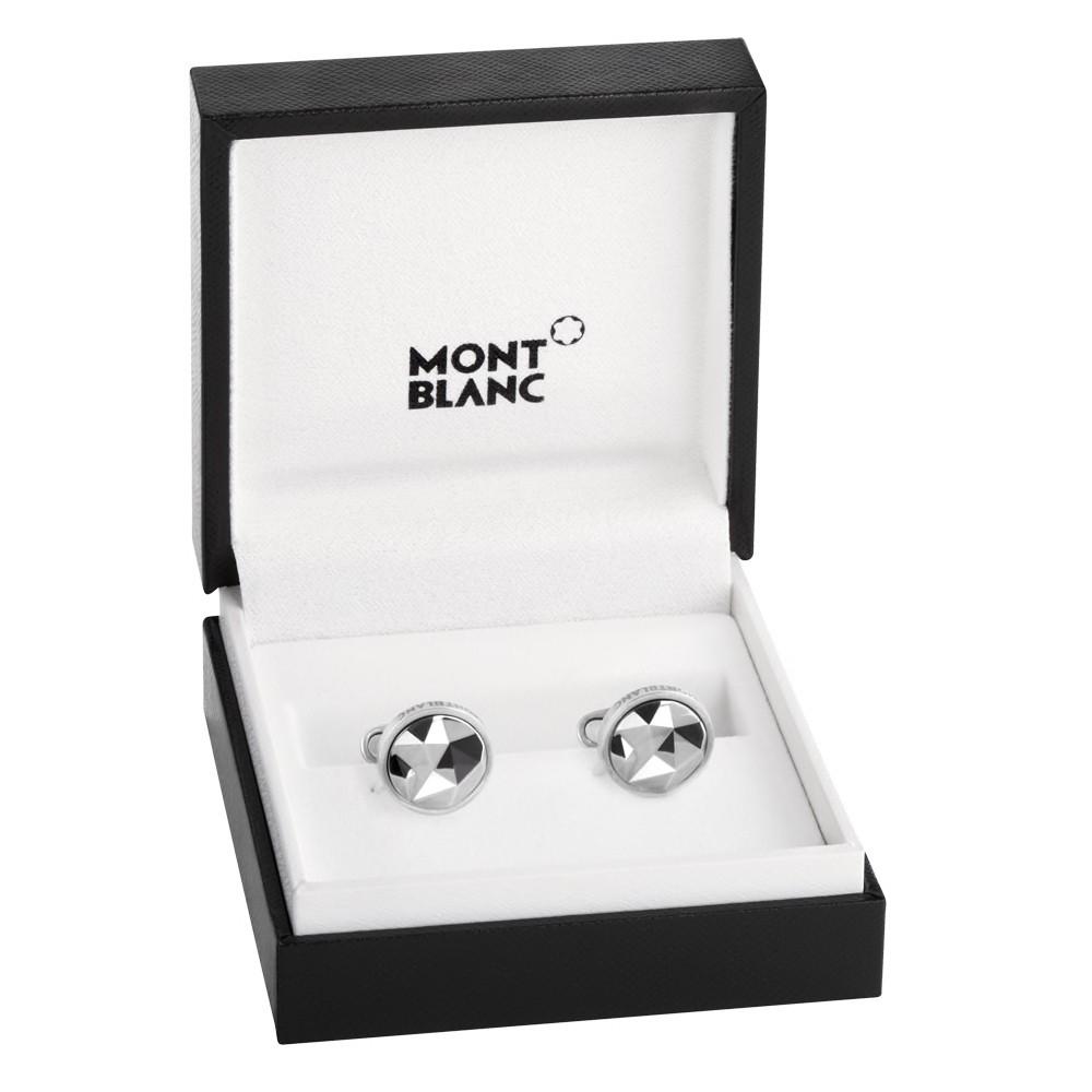 Montblanc gemelli rotondi in argento con inserto finitura rutenio nero 123803