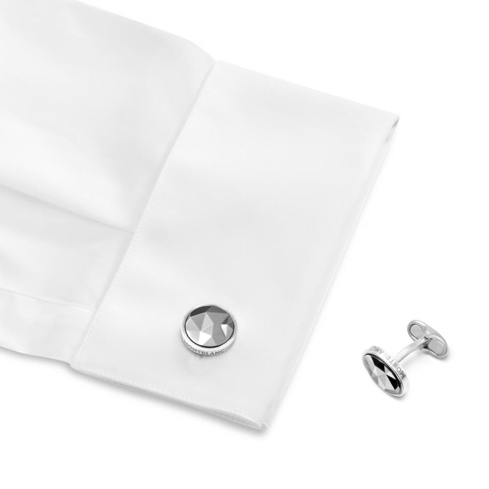 Montblanc gemelli rotondi in argento con inserto finitura rutenio nero 123803