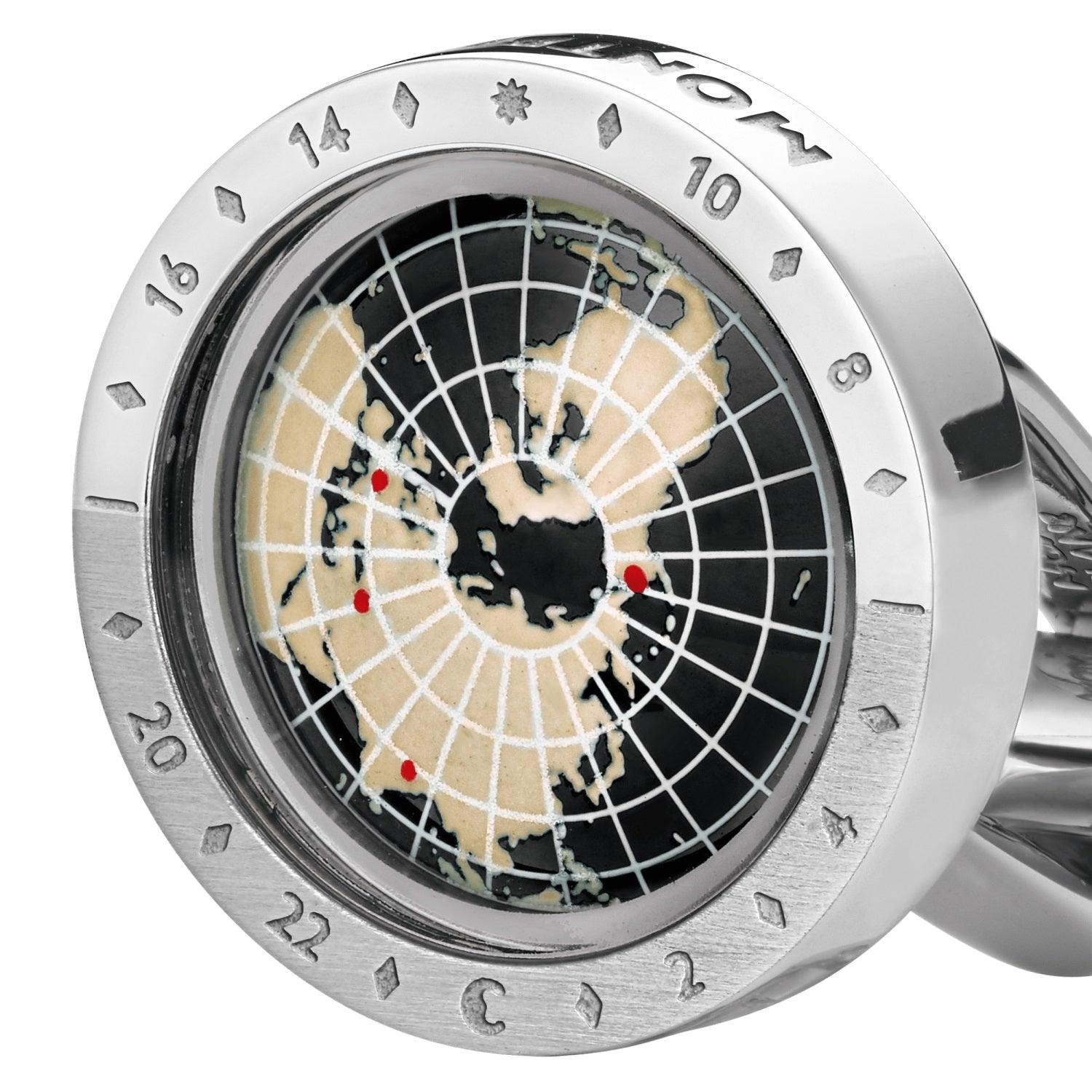 Montblanc gemelli uomo 1858 Geosphere acciaio e resina nera 126164