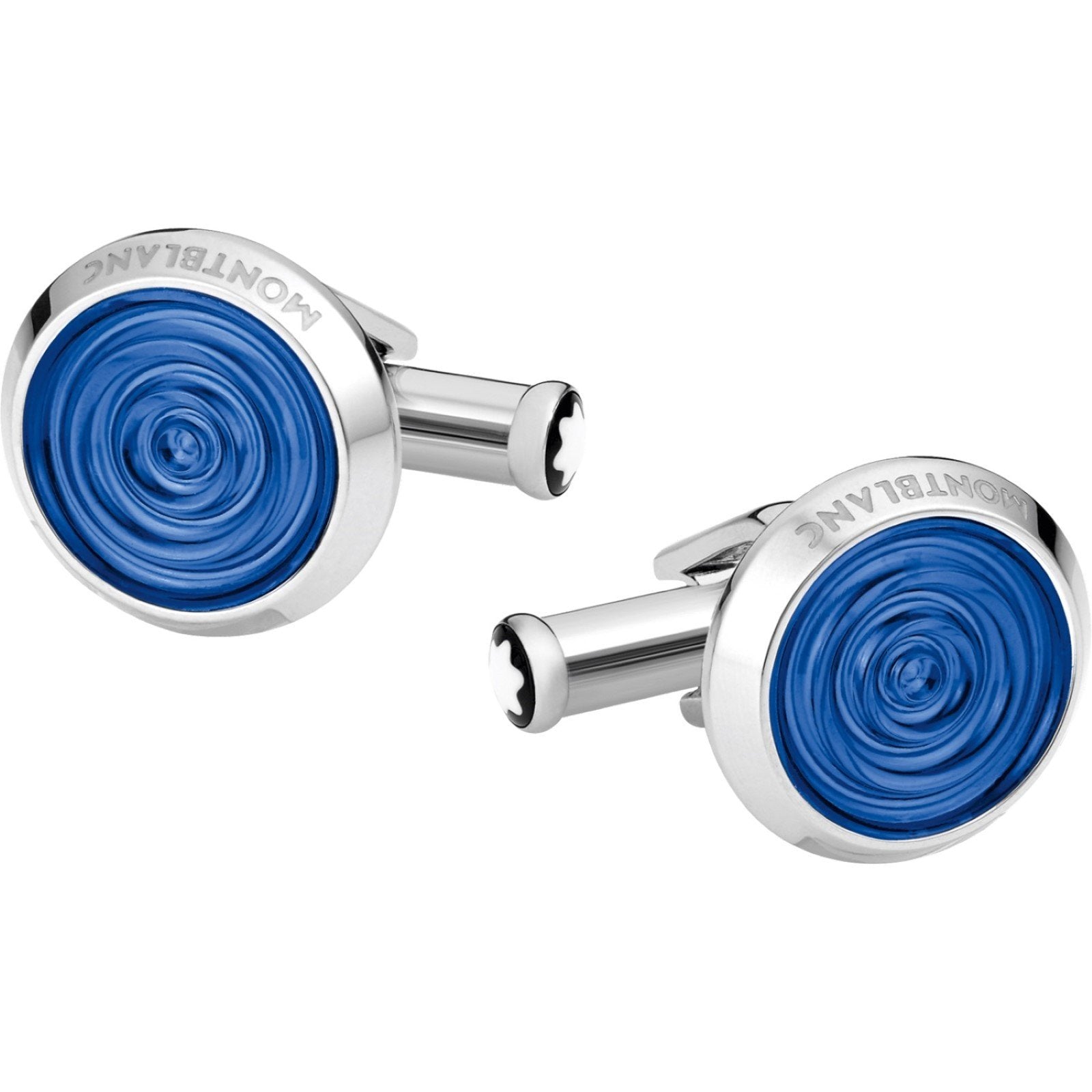Montblanc gemelli Urban Spirit acciaio con inserto in resina blu 116655